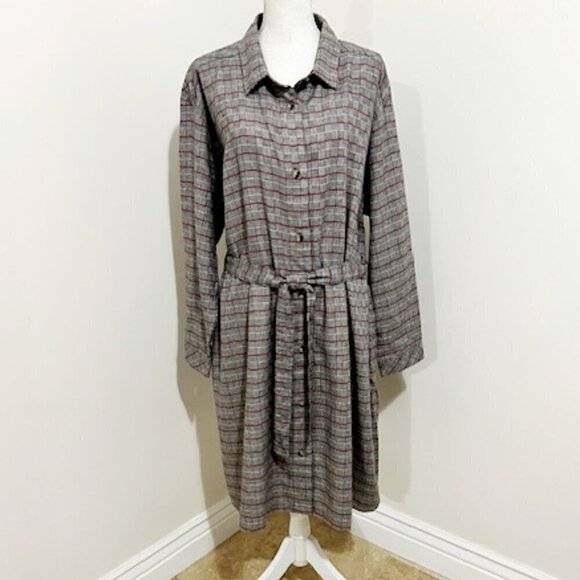 Columbia Holly Hideaway Plaid Flannel Dress Gray & Red Size 3X - Picture 1 of 4